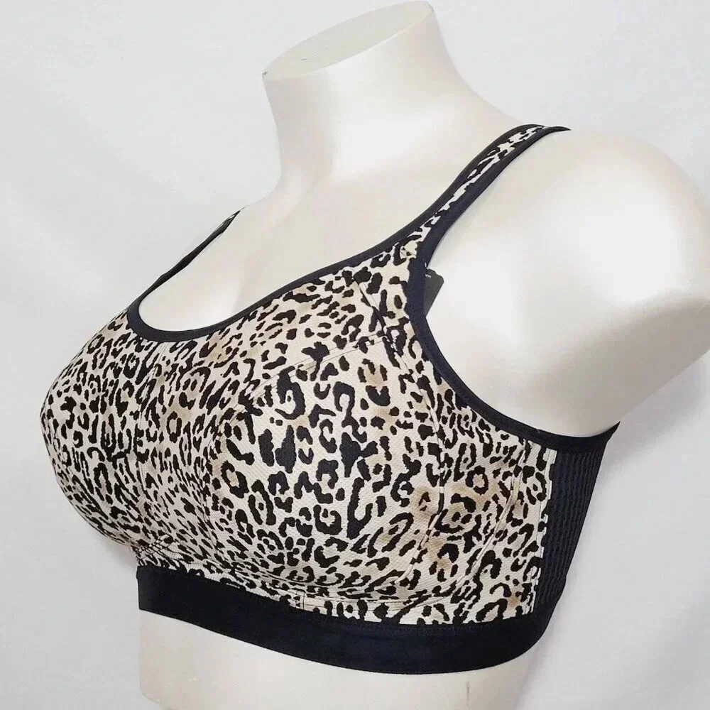 38DD‎ Felina 215152 Unity Unlined Wire Free Sports Bra Leopard Print NWT